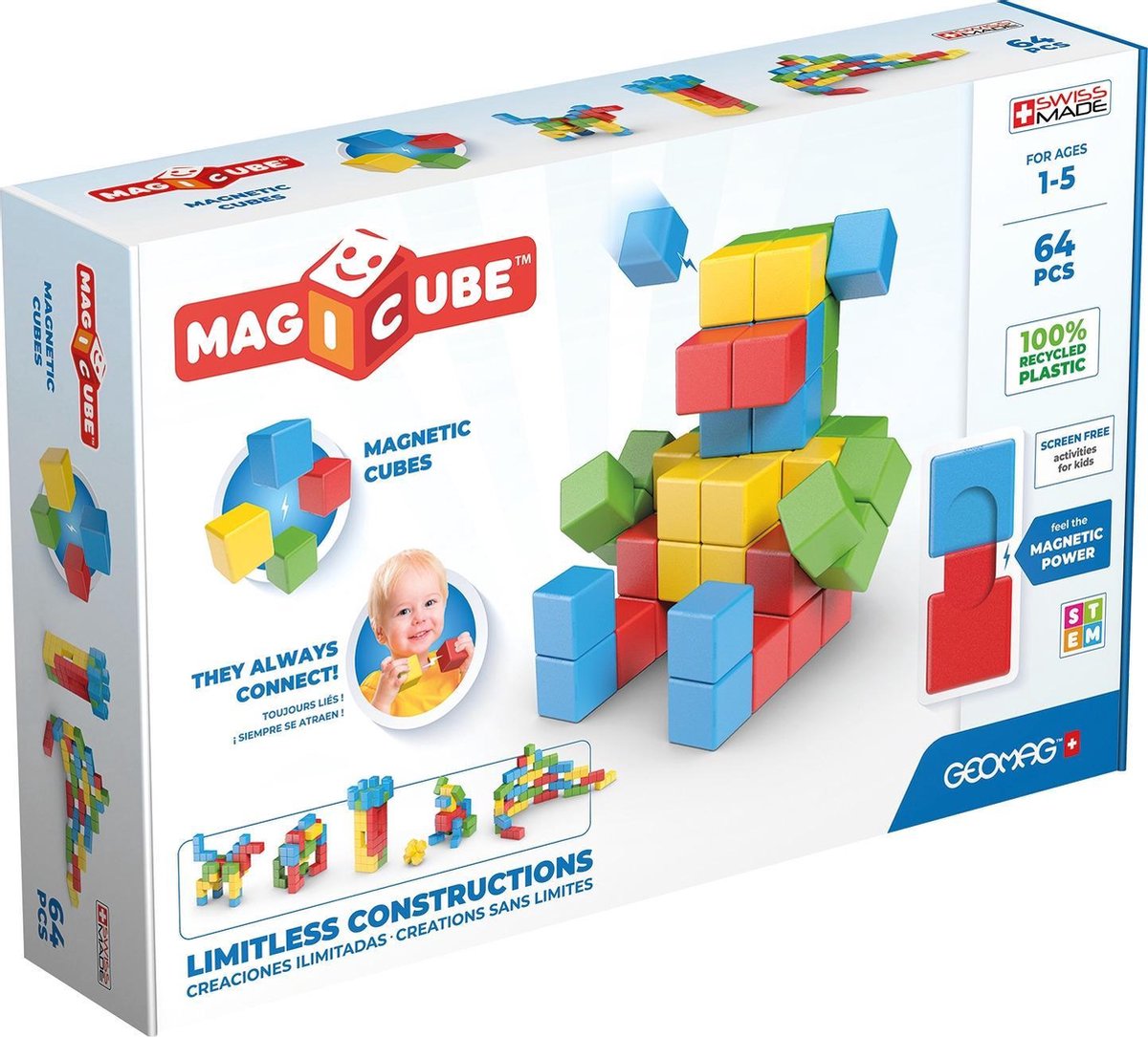 Geomag bouwpakket Magicube Junior neomydium 64 delig