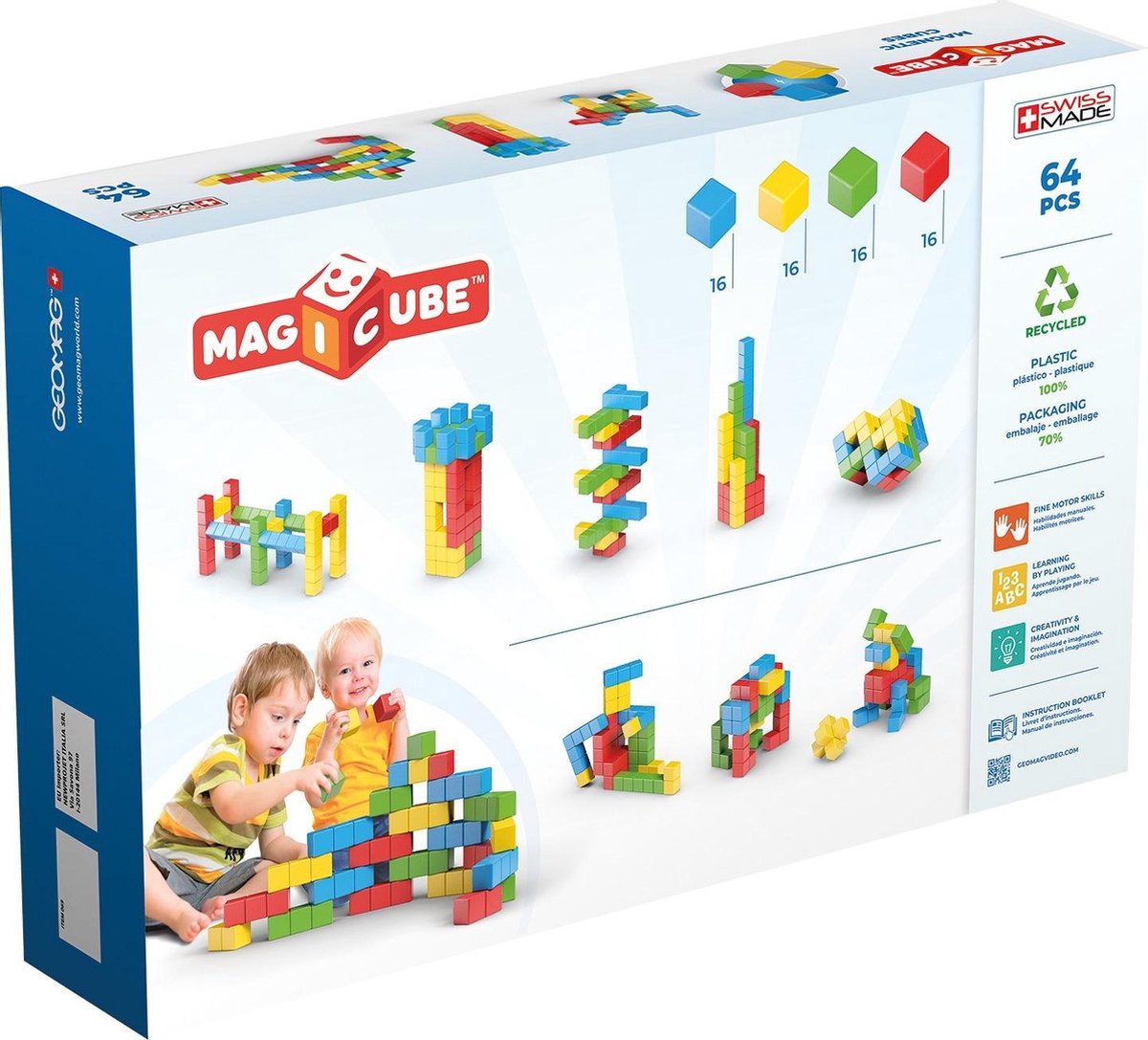 Geomag bouwpakket Magicube Junior neomydium 64 delig