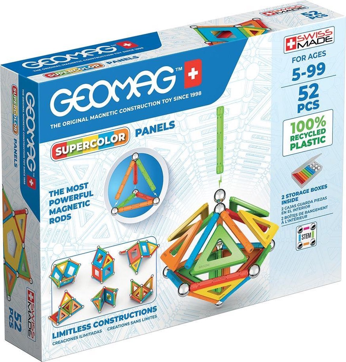 Geomag bouwpakket SuperColor Panels junior neodymium 52 delig