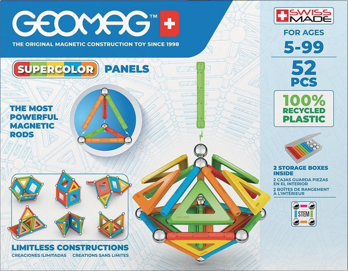 Geomag bouwpakket SuperColor Panels junior neodymium 52 delig