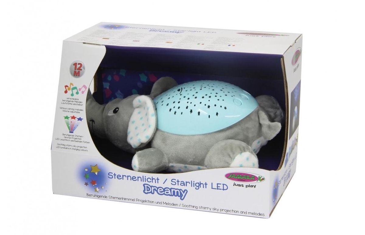 Jamara nachtlamp Dreamy Elephant led 32 cm grijs/ - Blauw