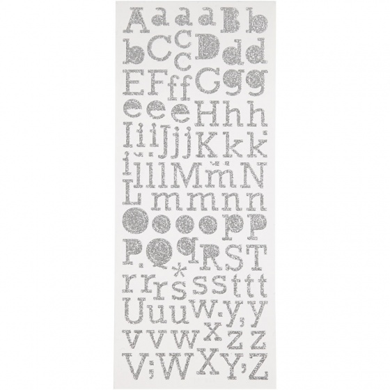 Creotime glitterstickers letters zilver 10 x 24 cm