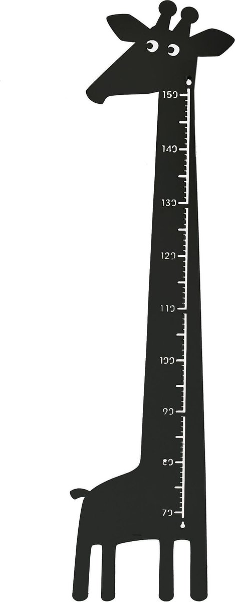 Unknown groeimeter Giraffe metaal junior 115 x 28 cm - Zwart