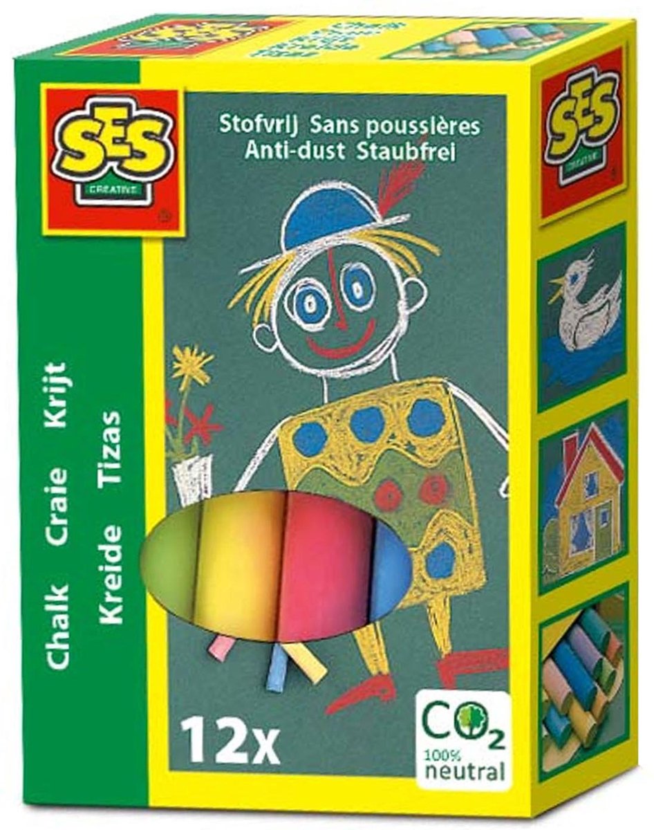 Ses Creative bordkrijtjes junior kleur 12 stuks