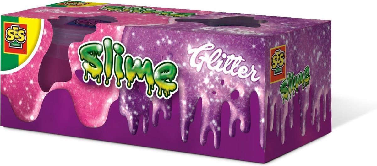 glitterslijm roze/paars 2x120gr