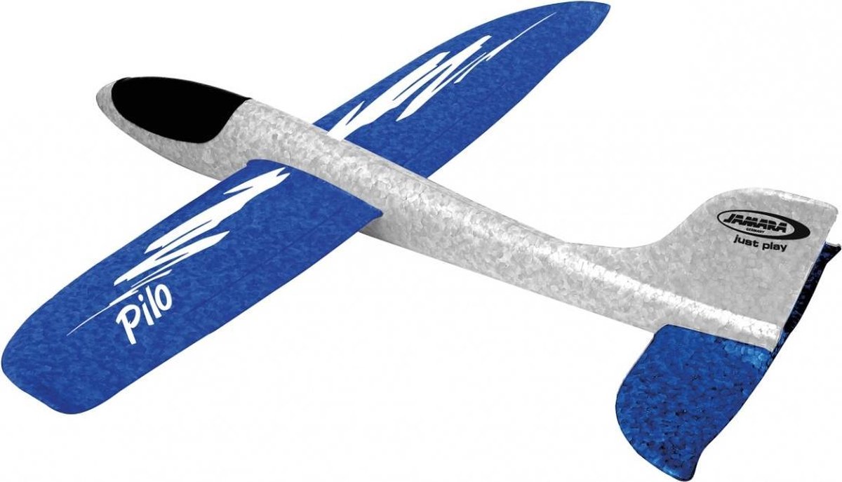 Jamara werpvliegtuig Pilo foam junior grijs 46 cm - Blauw
