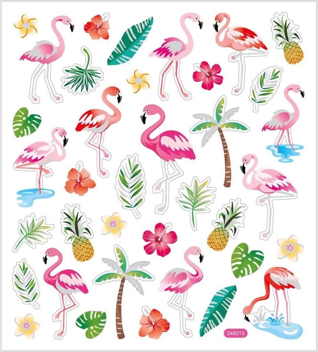 Creotime stickervel flamingo 16,5 x 15 cm 37 stuks