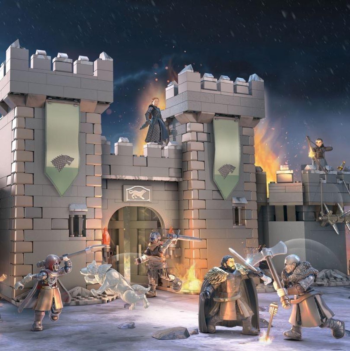 Mega Construx bouwset Battle of Winterfell GOT grijs 1208 delig