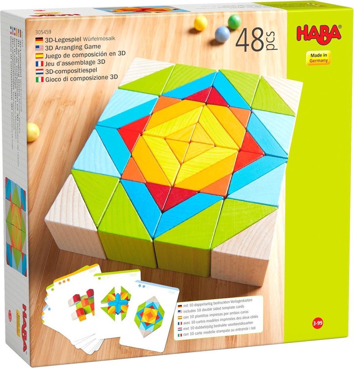 HABA compositiespel blokkenmozaïek 3 D junior hout 48 blokken