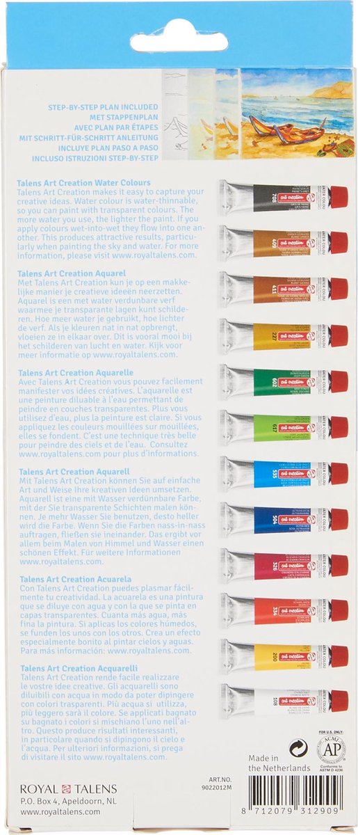 Talens aquarelverf Art Creation junior 12 ml 12 kleuren