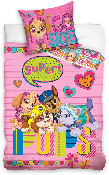 Carbotex dekbedovertrek Paw Patrol pups 140 x 200 / 90 cm - Roze