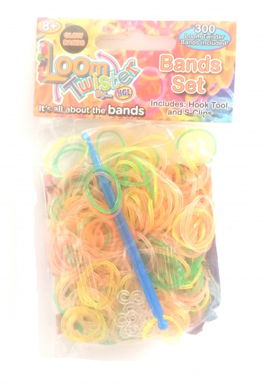 Loom Twister loombands rubber groen/geel/oranje 300 delig