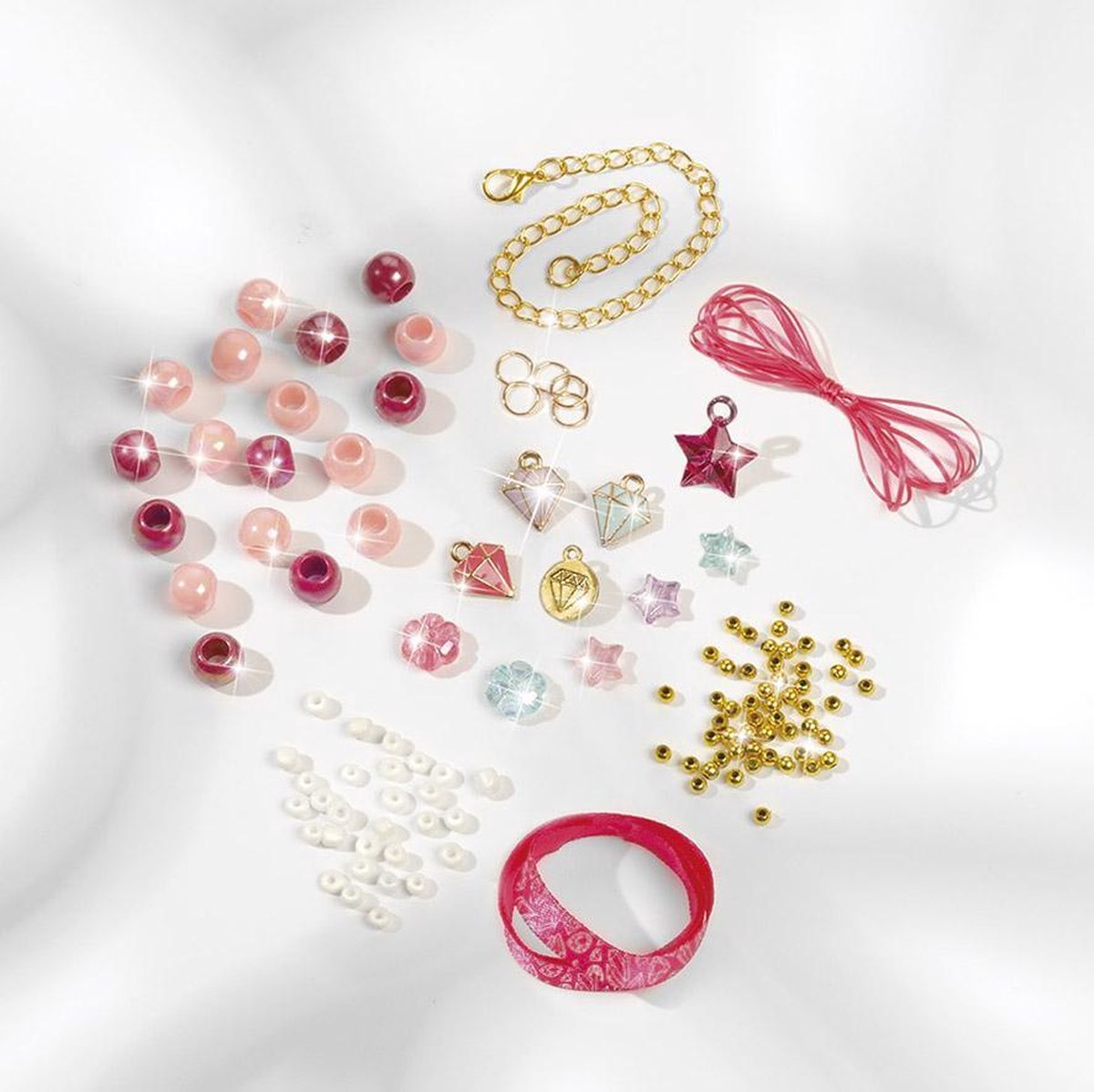 Totum maak je eigen armbanden meisjes/goud 8 delig - Roze