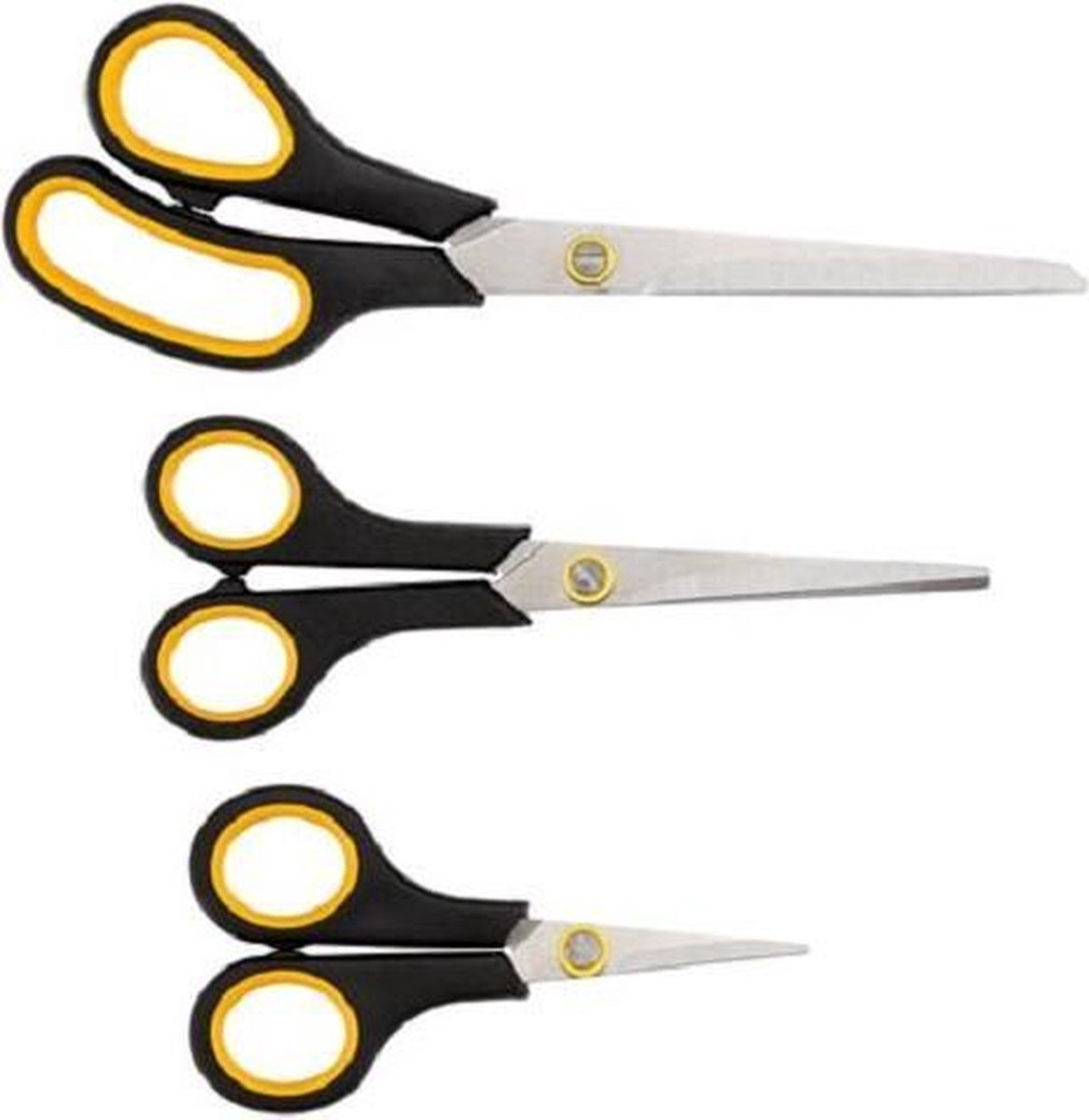 Perel Toolland scharenset RVS 12 20 25 cm/geel 3 delig - Zwart