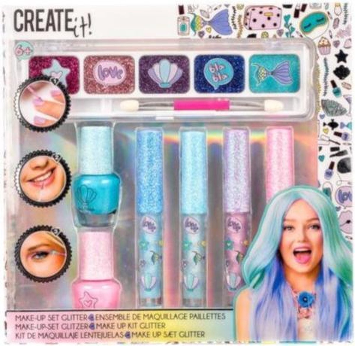 Top1Toys Create It! make up set zeemeermin glitter junior 7 delig