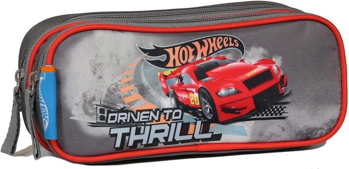 Hot Wheels etui junior 23 x 7 x 10 cm polyester grijs/ - Rood