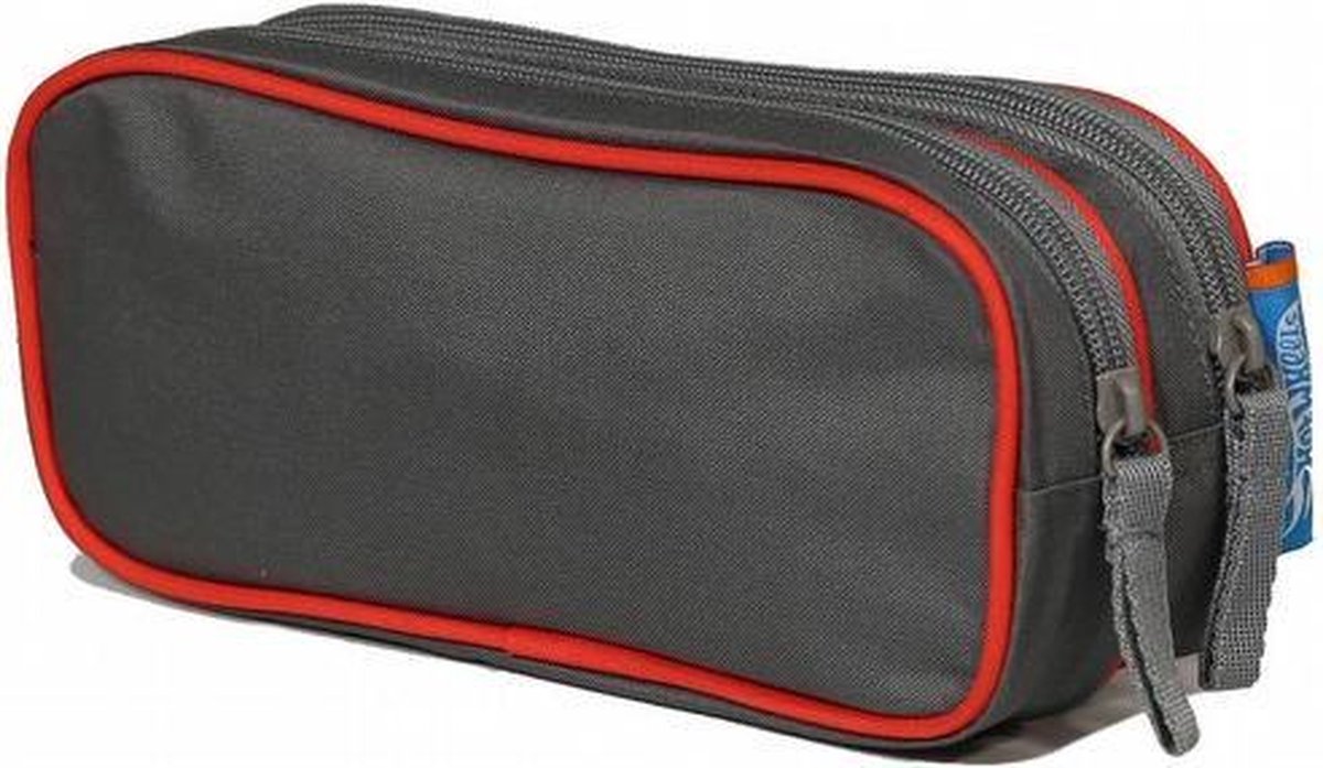 Hot Wheels etui junior 23 x 7 x 10 cm polyester grijs/ - Rood