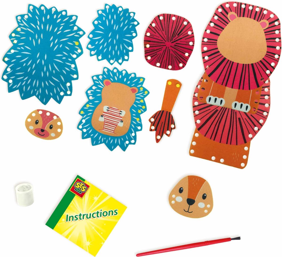 Ses maak je eigen handpop junior vilt 9 delig - Bruin