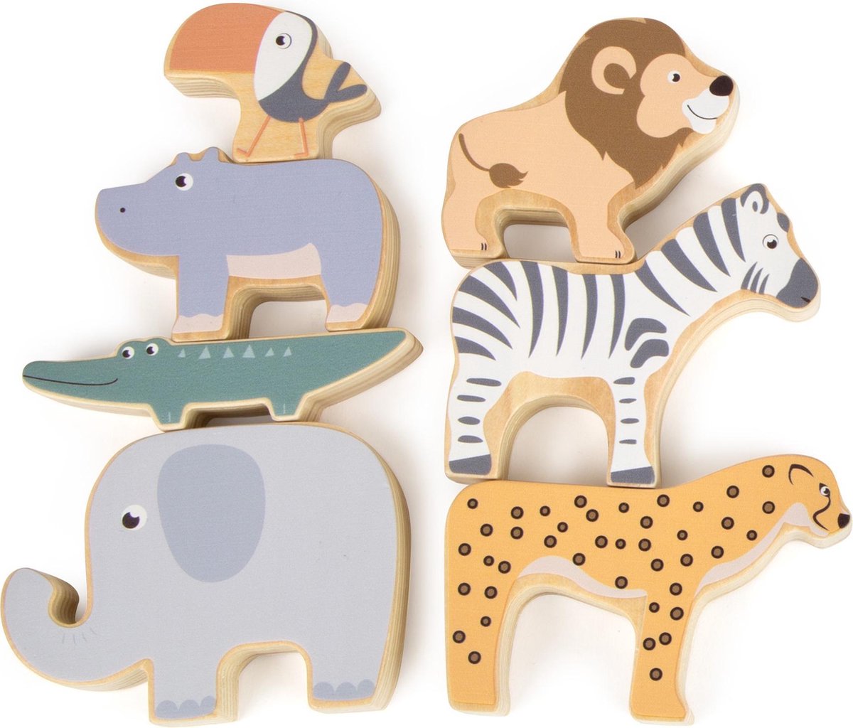 Small Foot gestapelde safari junior 9 x 6,5 cm hout 7 delig