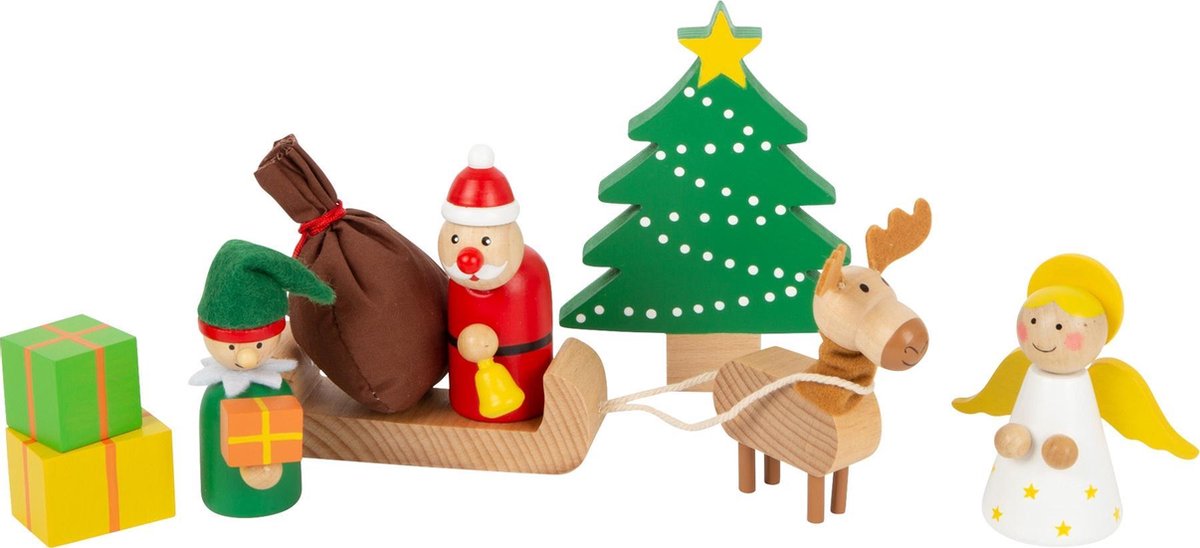Small Foot speelset kerstmis junior hout/textiel 17 delig