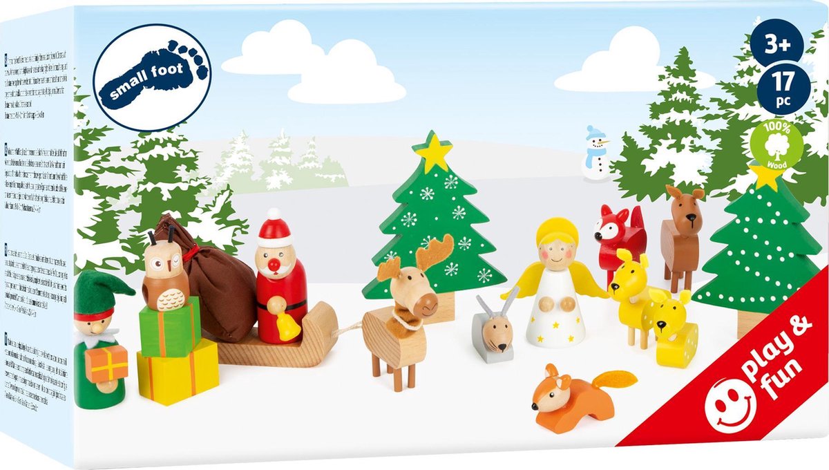 Small Foot speelset kerstmis junior hout/textiel 17 delig