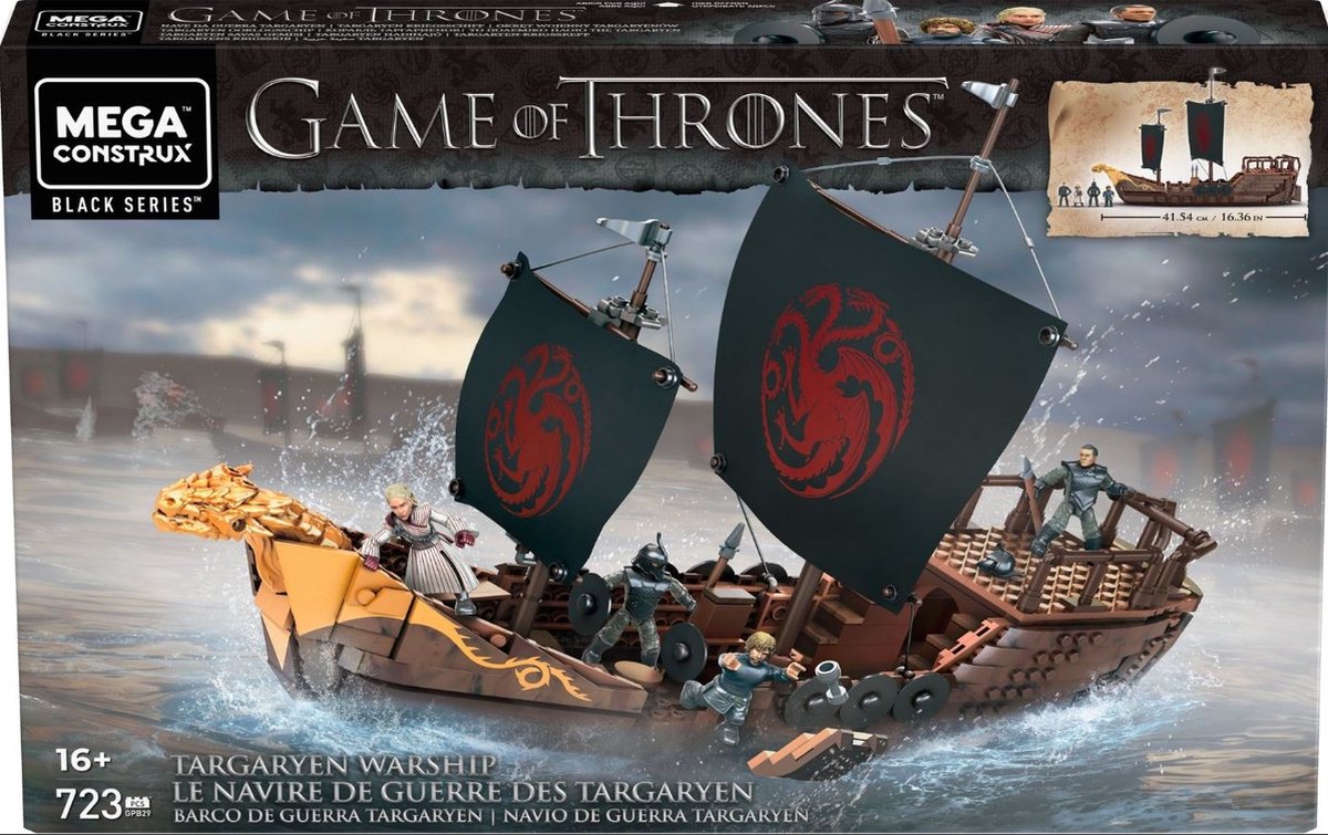 Mega Construx bouwset GOT Targaryen Ship 723 delige - Bruin