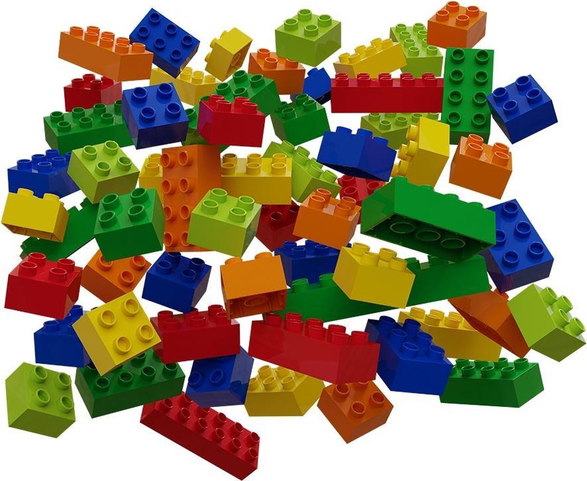 Hubelino bouwstenenset junior 24,5 x 9,5 cm 60 delig - Rood