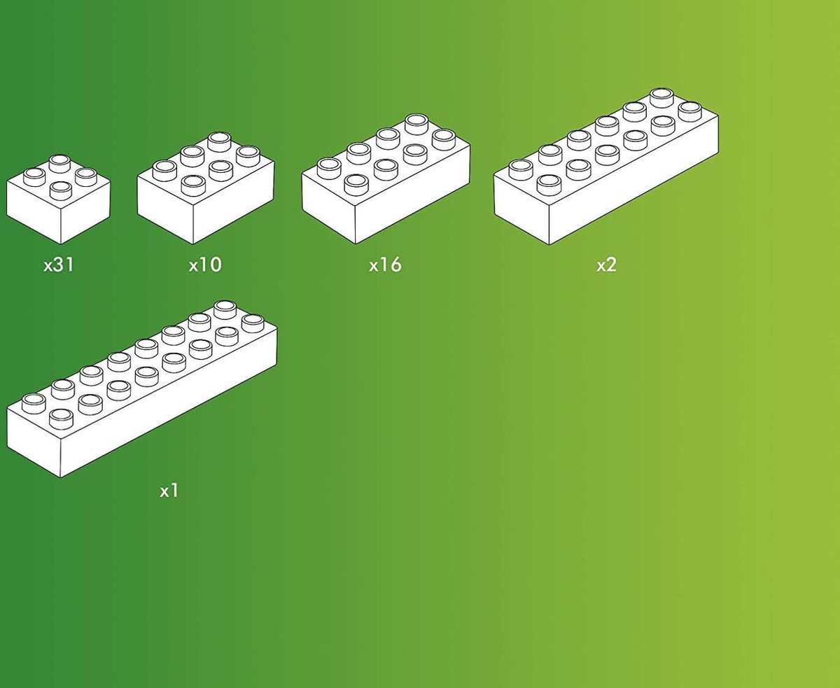 Hubelino bouwstenenset junior 24,5 x 9,5 cm 60 delig - Rood