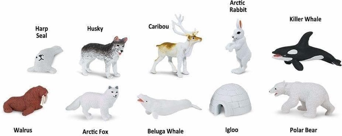 Safari speelset Arctic Toob junior 10 delig - Wit