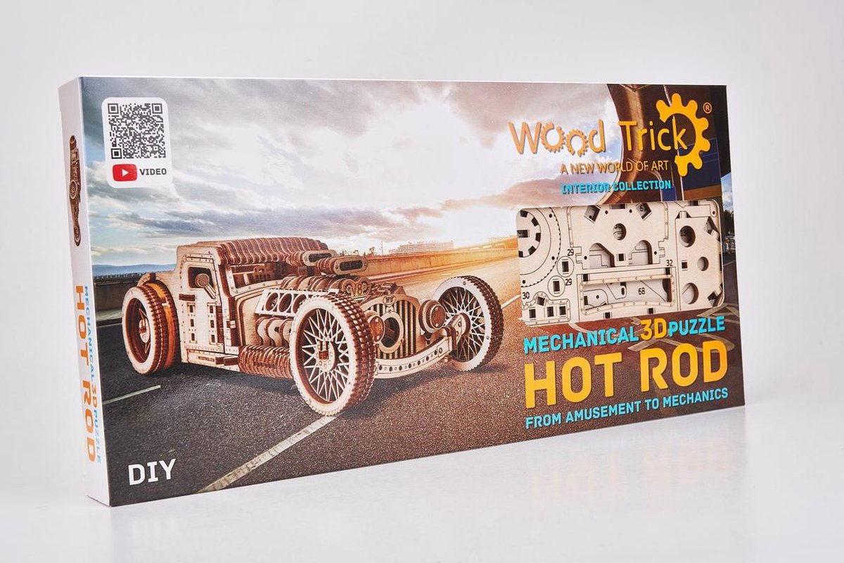 Wood Trick 3D modelbouw Hot Rod 27 x 10 cm hout 280 delig