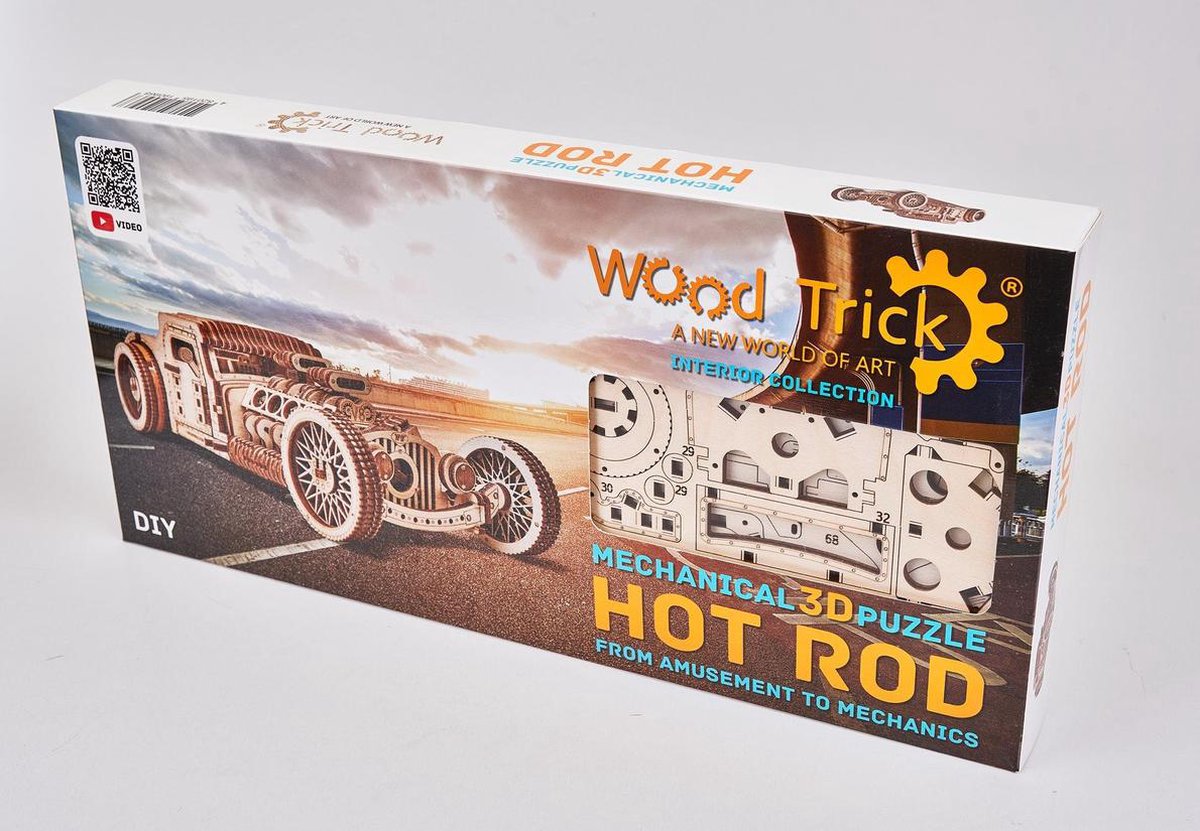 Wood Trick 3D modelbouw Hot Rod 27 x 10 cm hout 280 delig