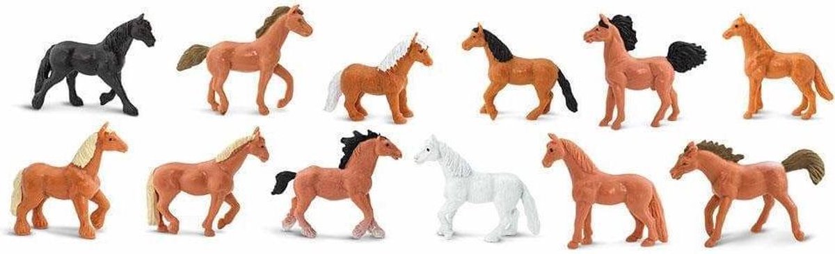 Safari speelfigurenset Horses junior bruin/zwart/wit 12 delig