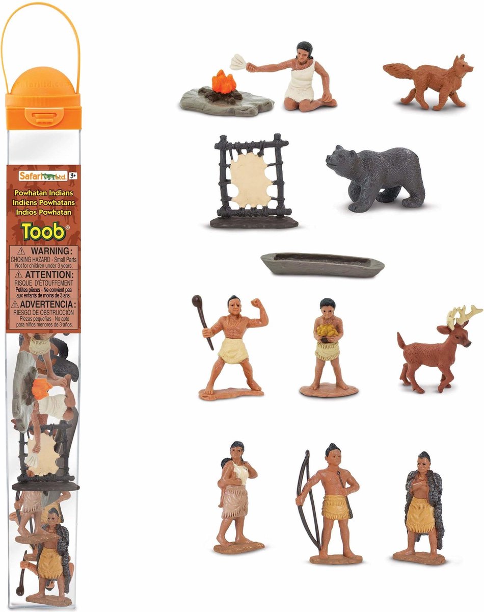 Safari speelset Powhatan Indians Toob junior 12 delig