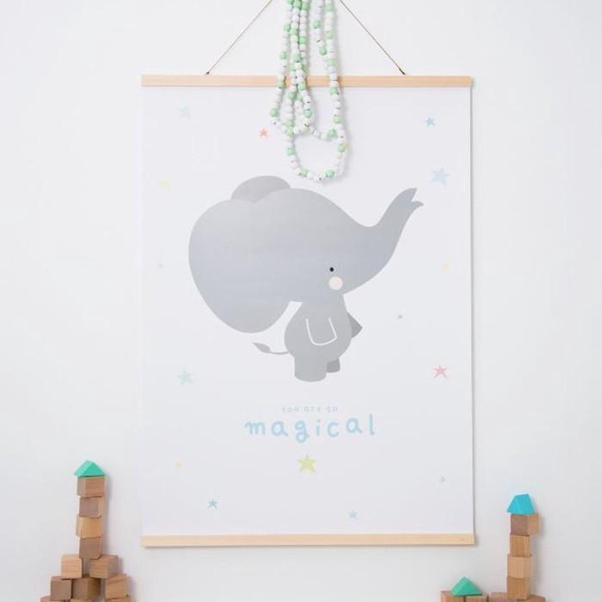 A Little Lovely Company poster Olifant junior 50 x 70 cm papier/grijs - Wit