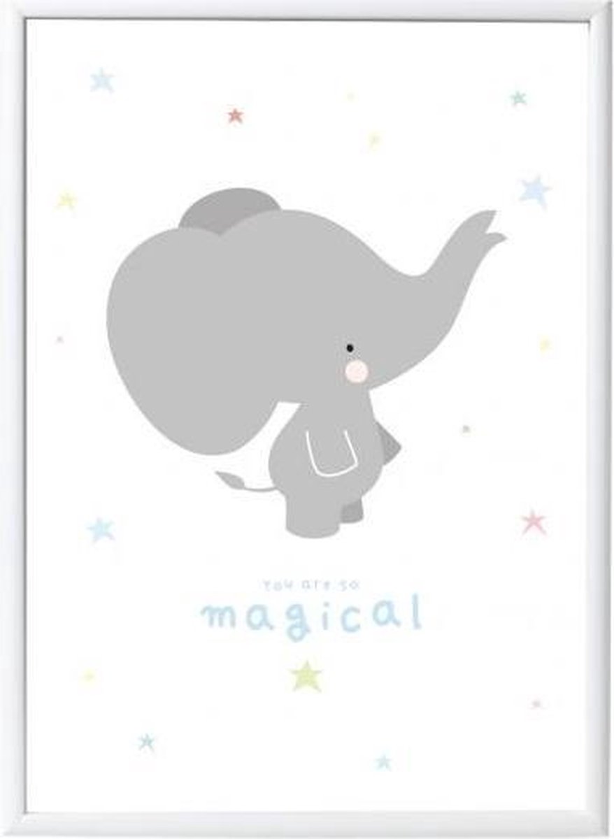 A Little Lovely Company poster Olifant junior 50 x 70 cm papier/grijs - Wit