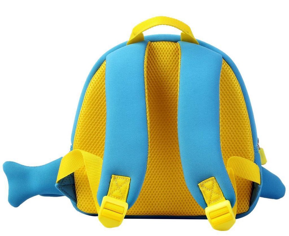 Upixel kinderrugzak Little Blue Whale jongens 38 cm/geel - Blauw