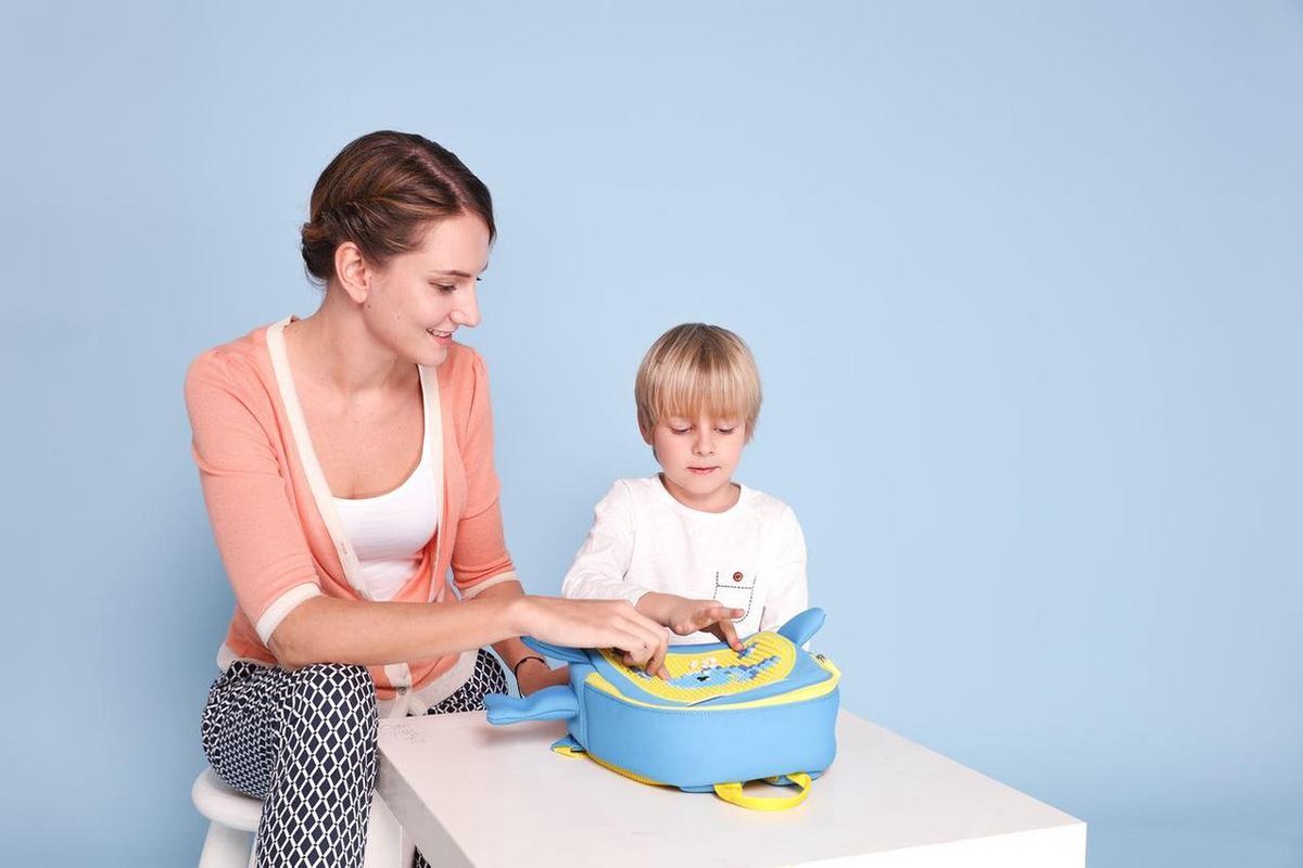 Upixel kinderrugzak Little Blue Whale jongens 38 cm/geel - Blauw