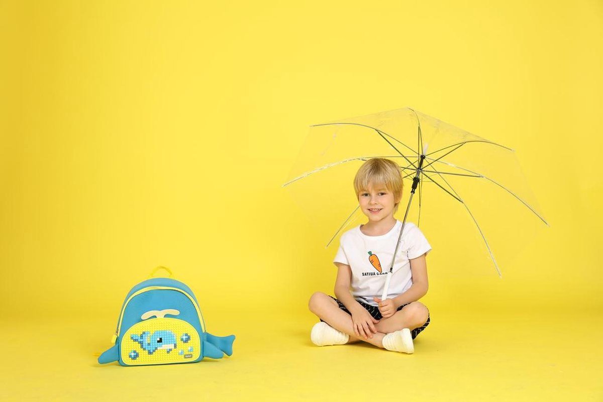 Upixel kinderrugzak Little Blue Whale jongens 38 cm/geel - Blauw