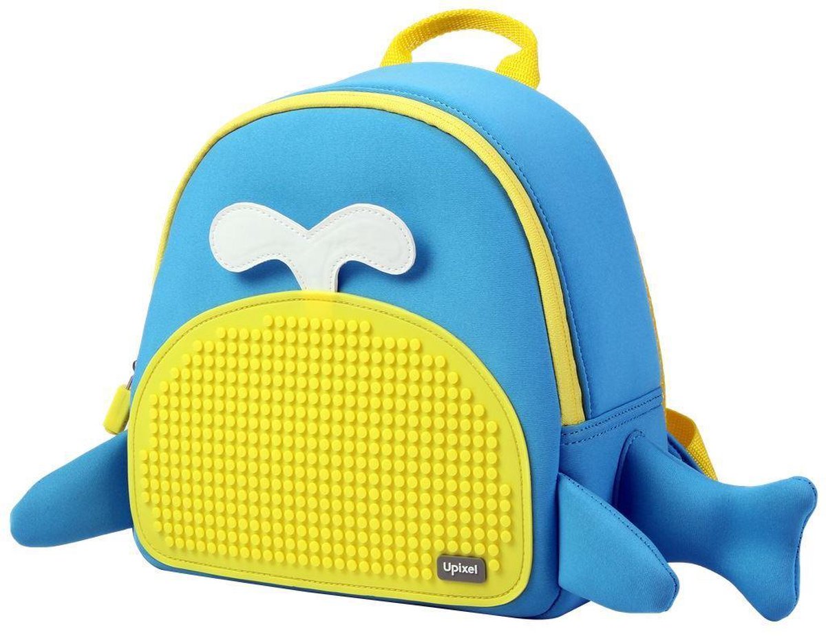 Upixel kinderrugzak Little Blue Whale jongens 38 cm/geel - Blauw