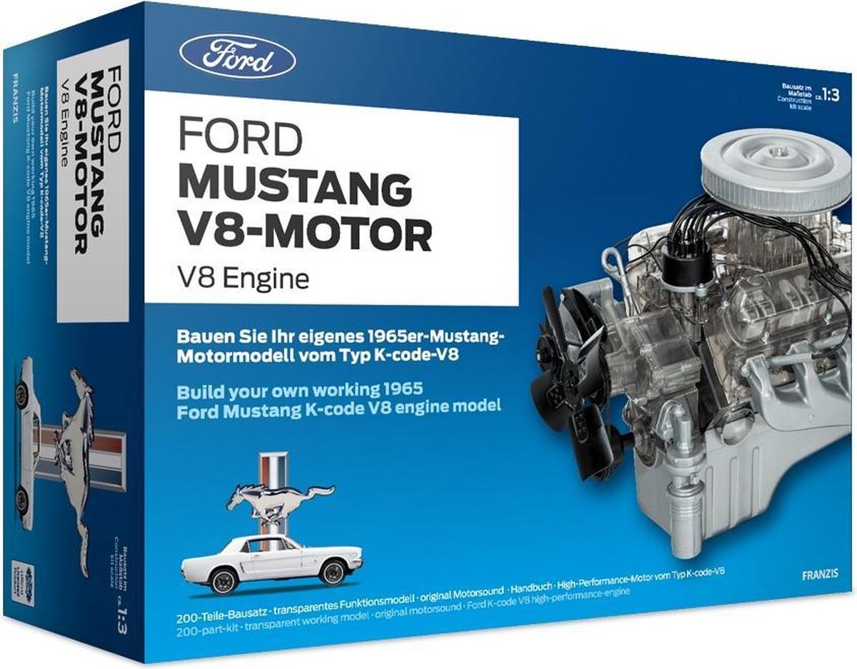 Franzis bouwpakket Ford Mustang V8 27 cm zilver 200 delig - Silver