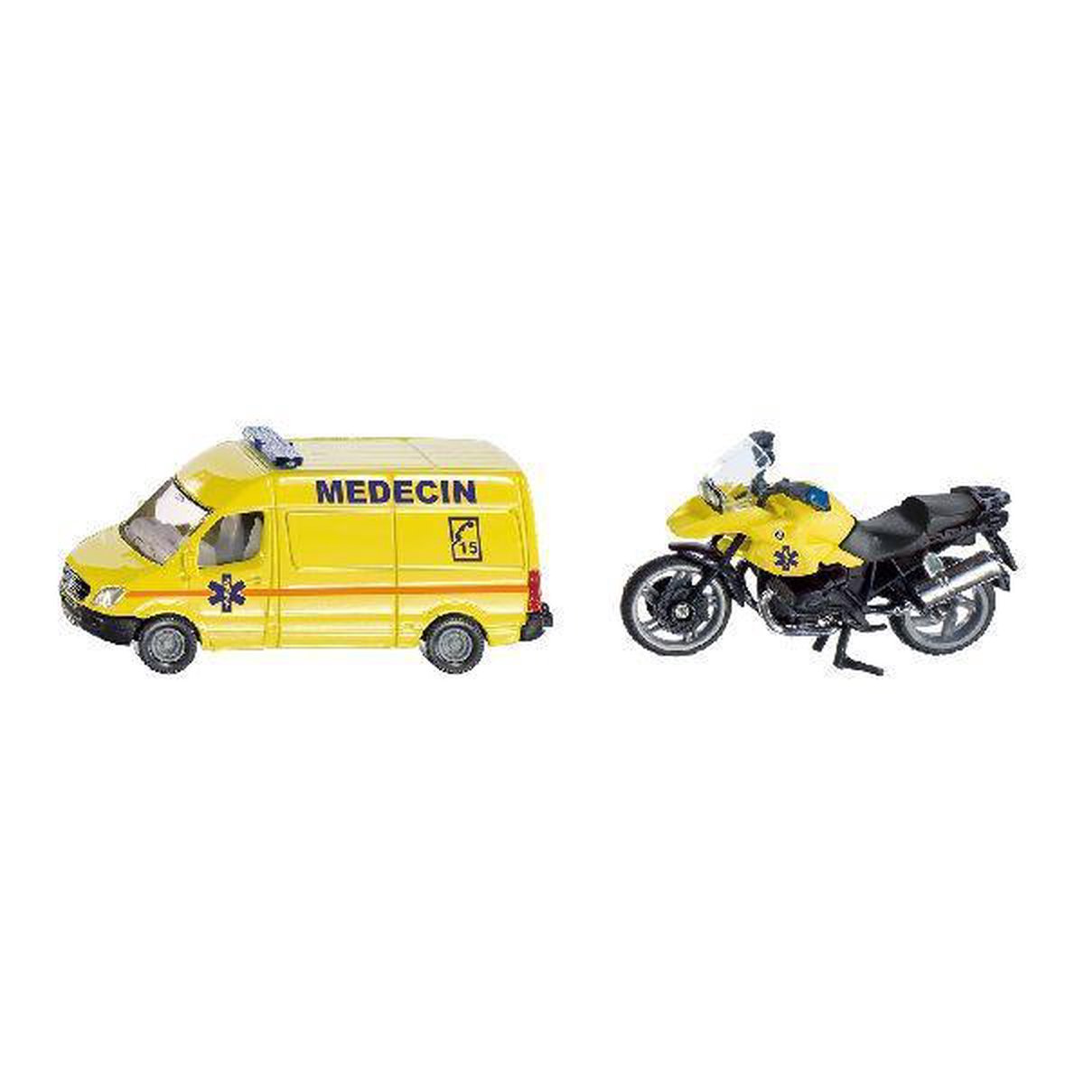 Siku ambulance set 8,2 cm staal geel/ 2 delig (1654003) - Blauw