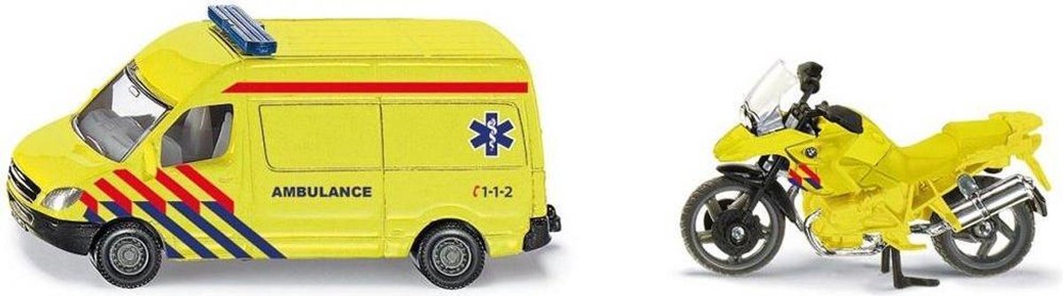 Siku ambulance set 8,2 cm staal geel/ 2 delig (1654003) - Blauw