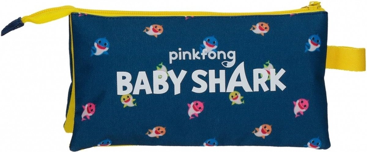 Pinkfong etui Baby Shark junior 22 cm polyester/geel - Blauw