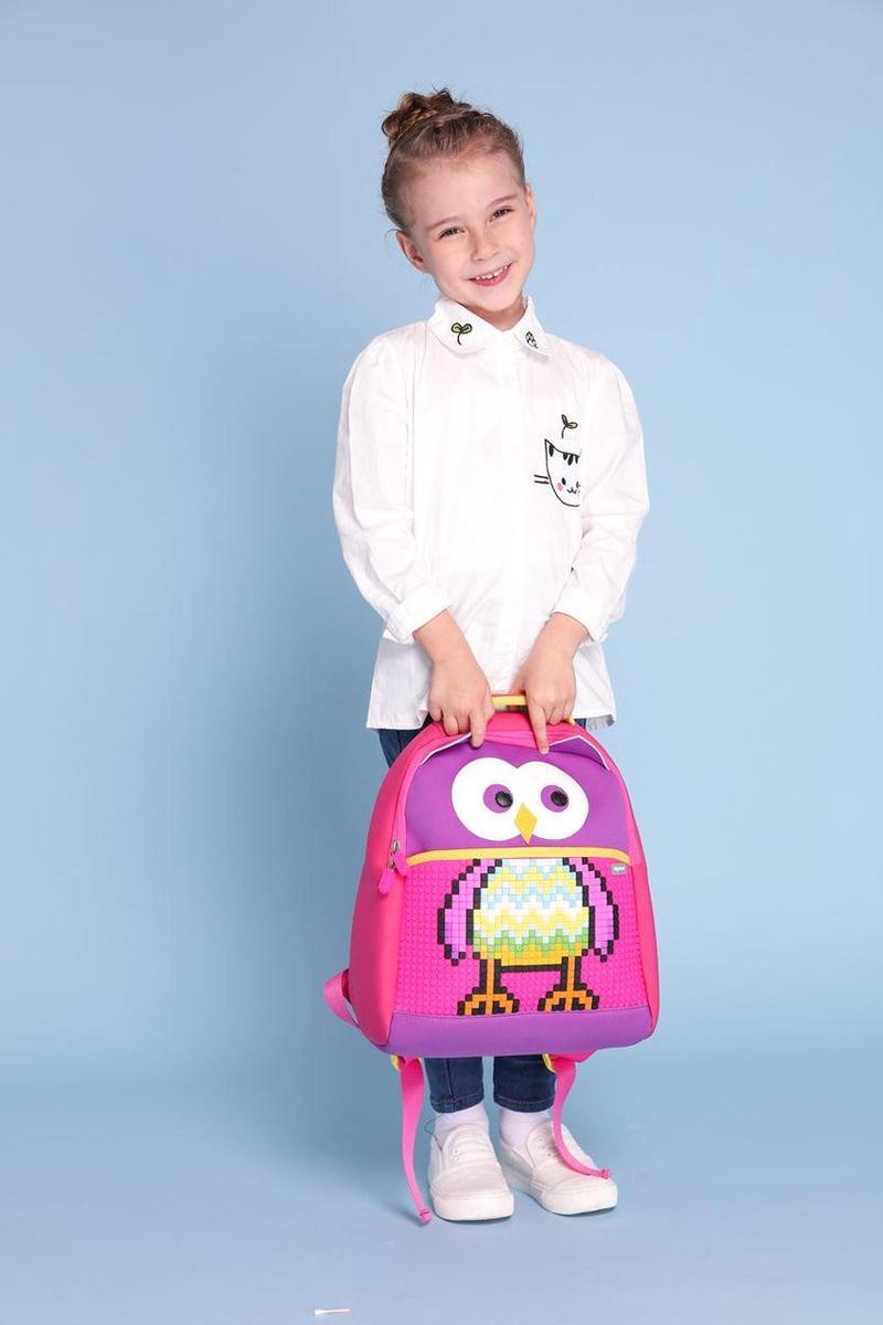 Upixel kinderrugzak The Owl meisjes 38 cm paars/fuchsia 2 delig - Roze