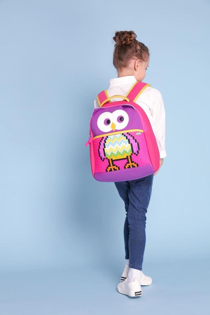 Upixel kinderrugzak The Owl meisjes 38 cm paars/fuchsia 2 delig - Roze