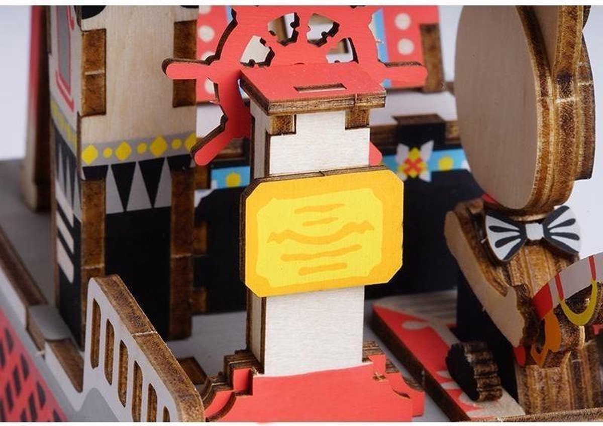 Robotime muziekdoos DIY vissende kat 18,9 cm hout - Bruin