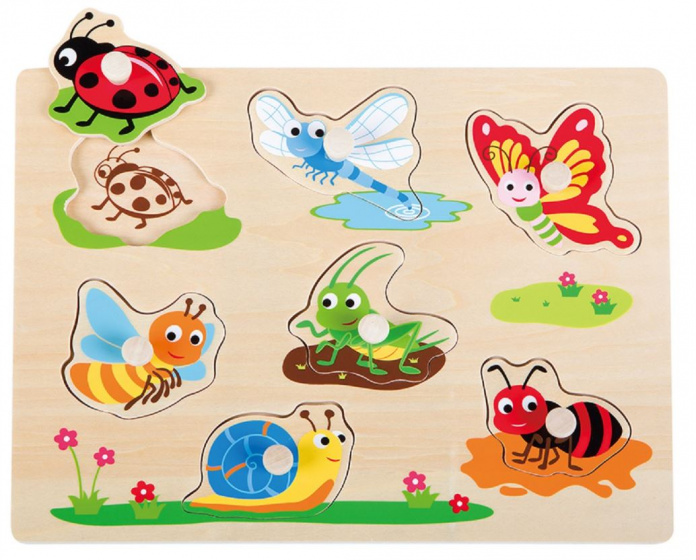 Lelin Toys vormenpuzzel Insecten junior hout 7 stukjes