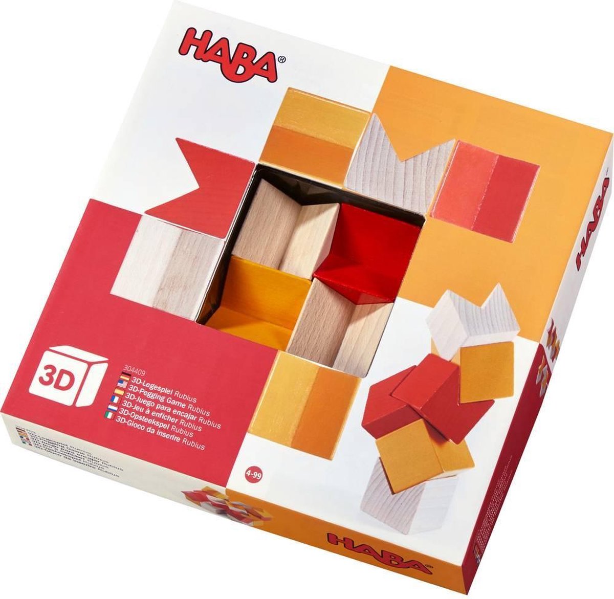 HABA Rubius 3D compositiespel 16 delig - Rood