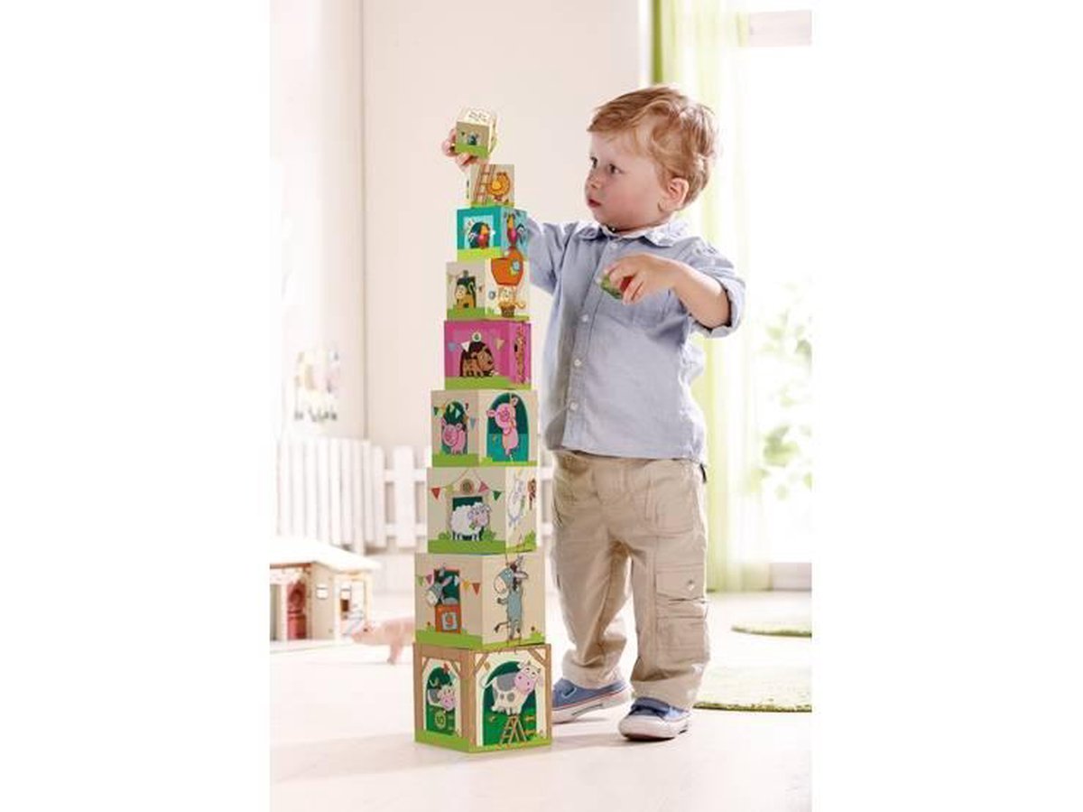 HABA stapelblokken op de boerderij 10 blokken