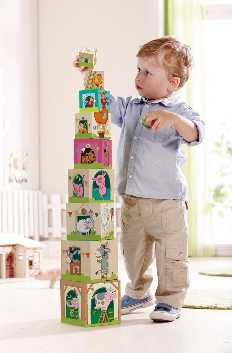 HABA stapelblokken op de boerderij 10 blokken